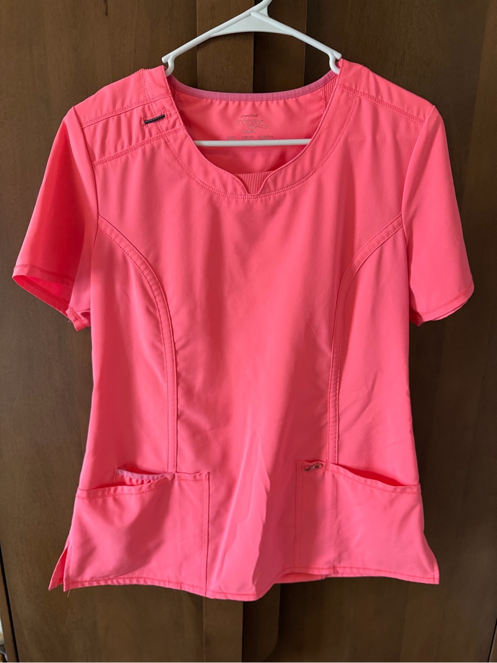 Cherokee Pink Short Sleeve Medical Scrub Top